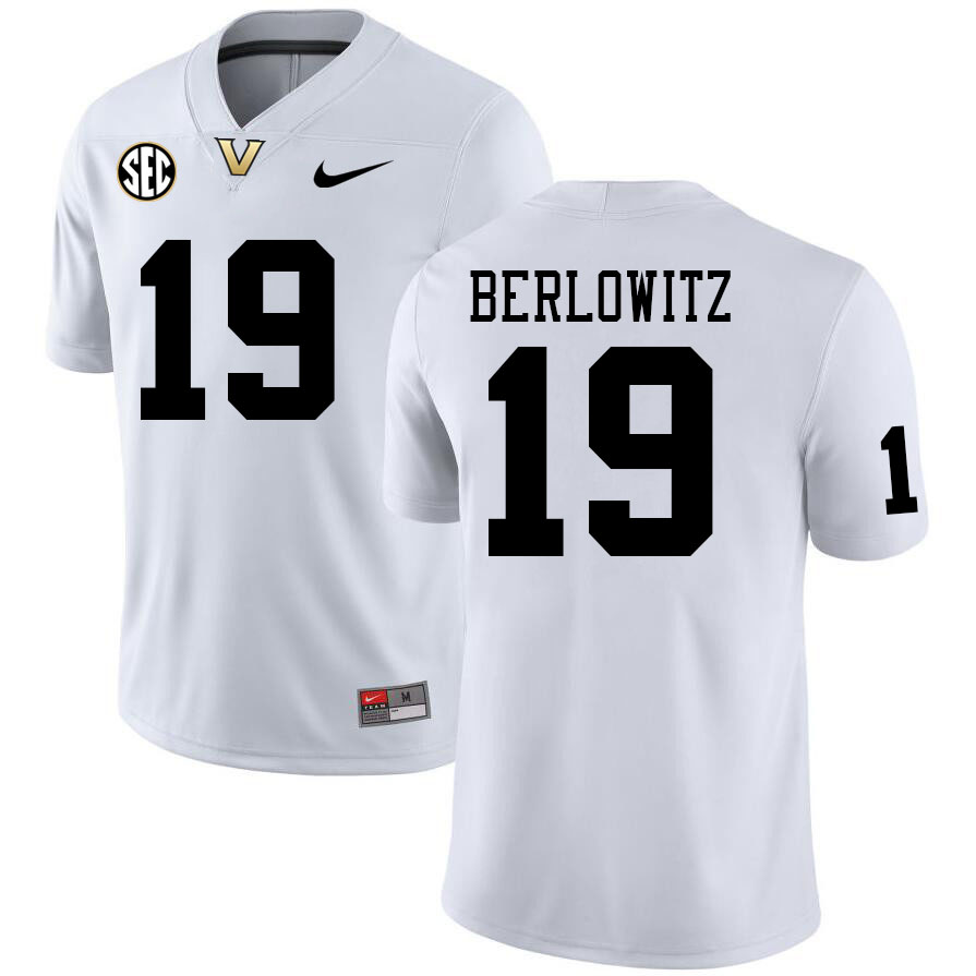 Vanderbilt Commodores #19 Blaze Berlowitz College Football Jerseys Stitched Sale-White